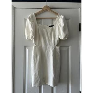 $148 French Connection Women's Ivory Puff Sleeve Cutout Dress Size US 0